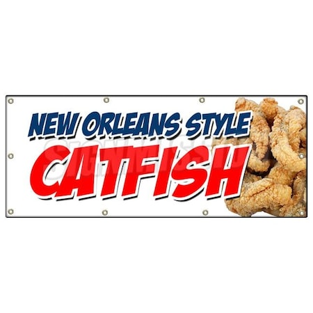 Signmission NEW ORLEANS STYLE CATFISH BANNER SIGN dinner fresh caught local cajun B-96 New Orleans Style Catfsh